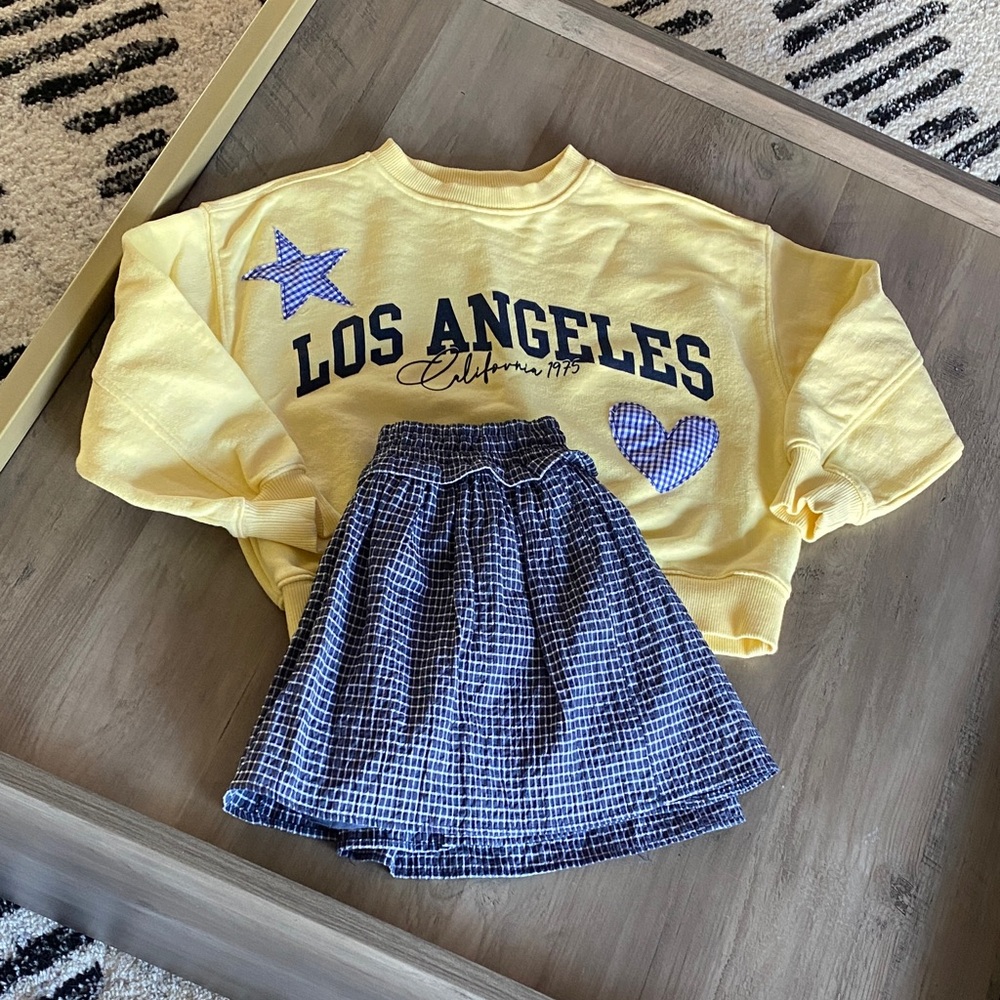 Zara Yellow and Blue sweatshirt and Skort Set